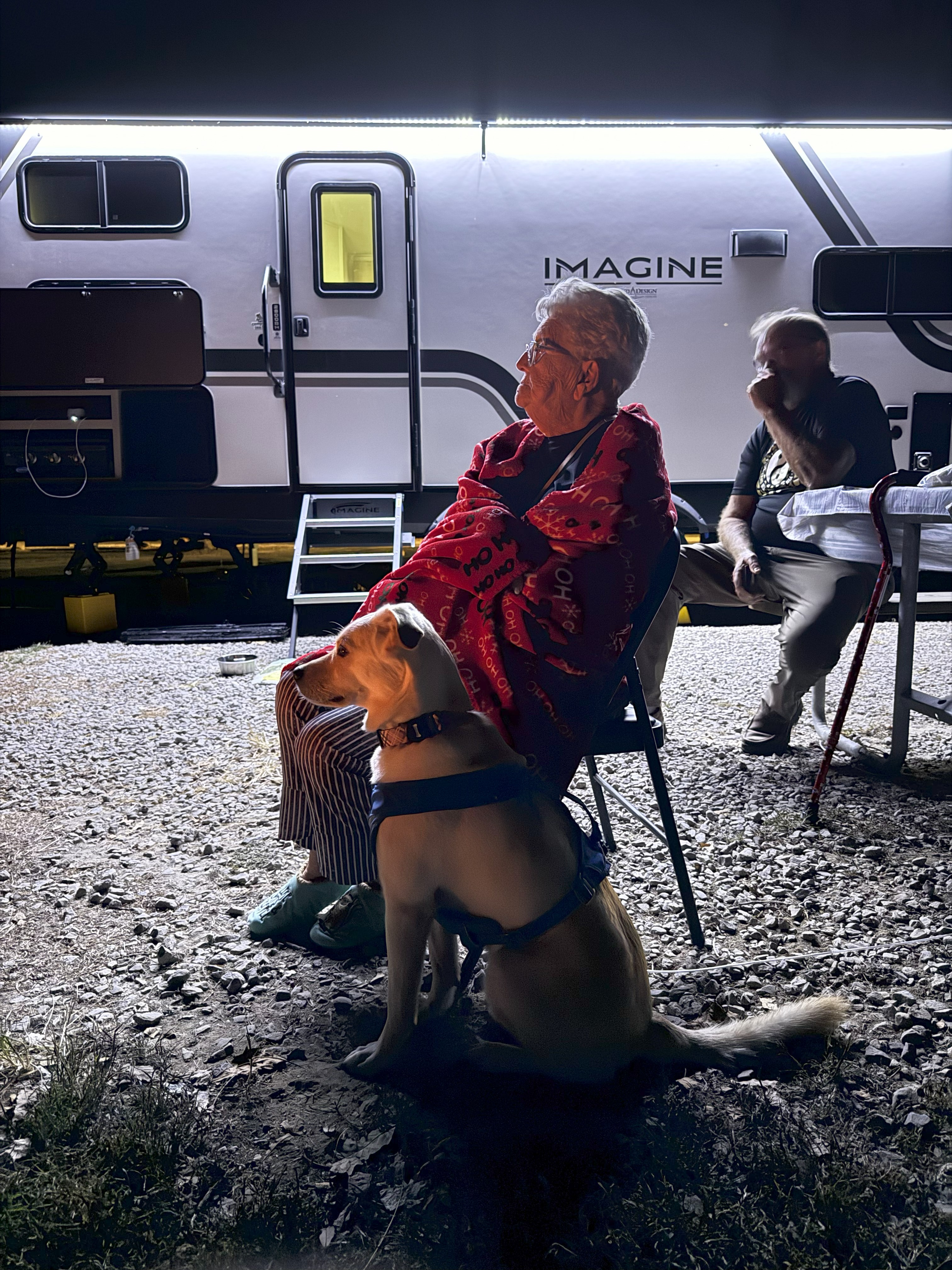Grandma Mary & Ellijay enjoying the campfire